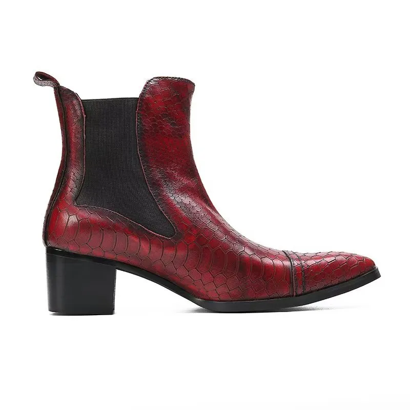 Luxe Croc-Texture Leather Statement Dress Boots