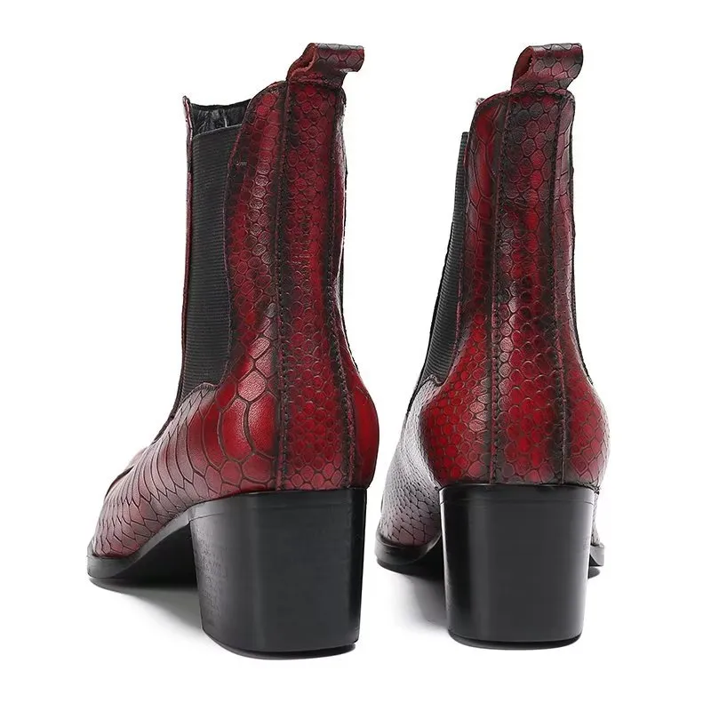 Luxe Croc-Texture Leather Statement Dress Boots