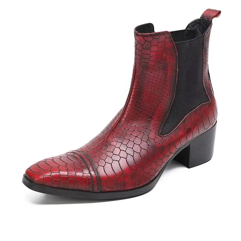 Luxe Croc-Texture Leather Statement Dress Boots