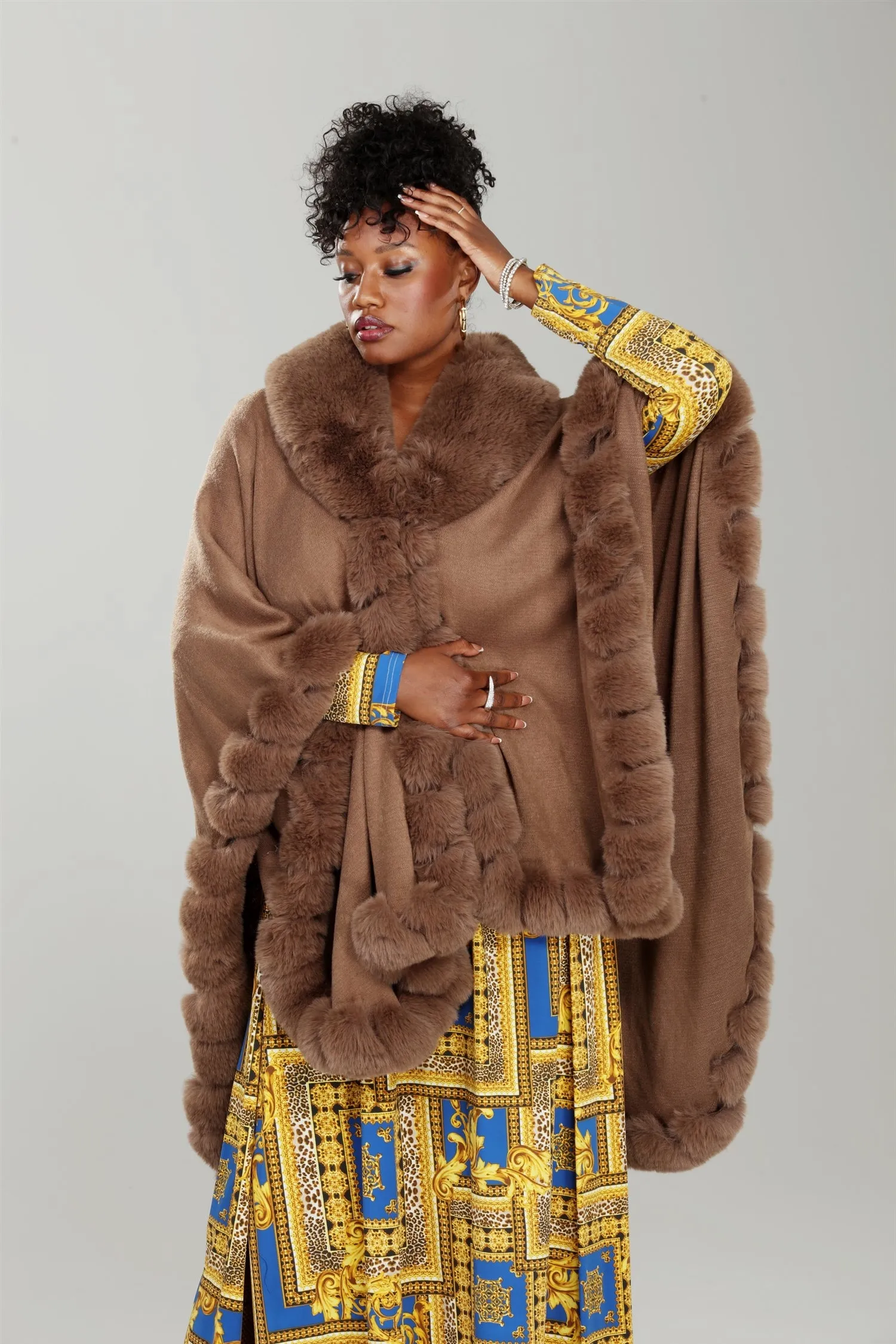 Luxe Moda LM233 Faux Fur Cape