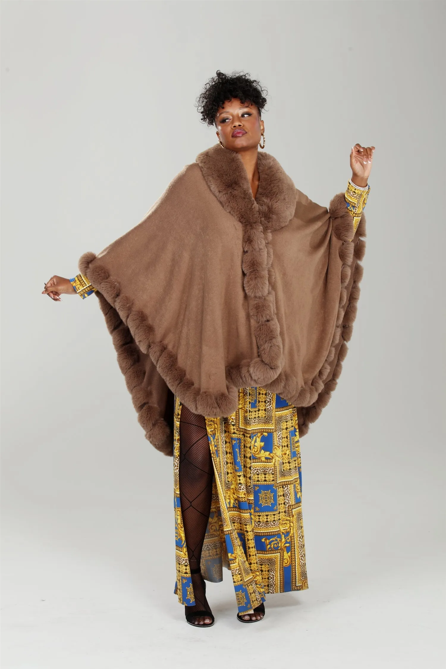 Luxe Moda LM233 Faux Fur Cape