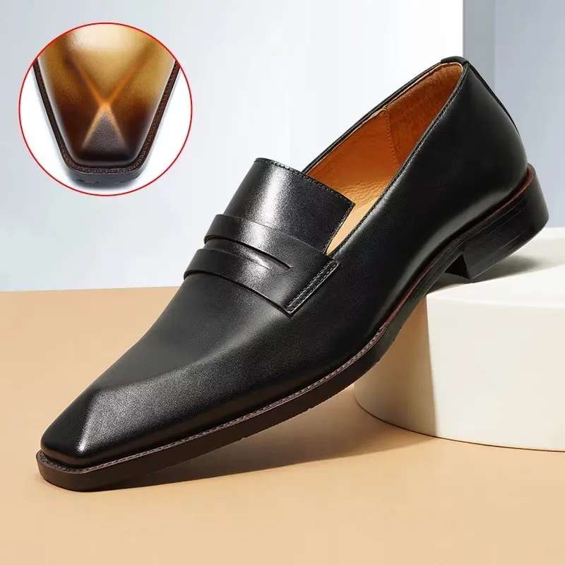 LuxeLeather Embossed Slip On Dress Shoes