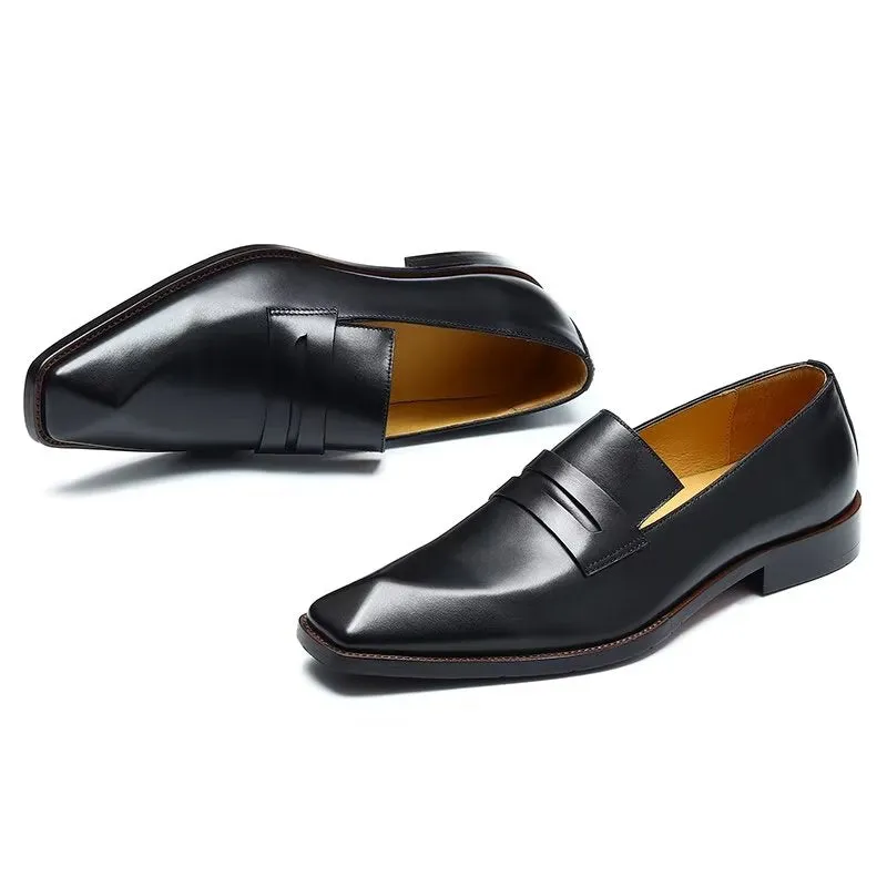 LuxeLeather Embossed Slip On Dress Shoes