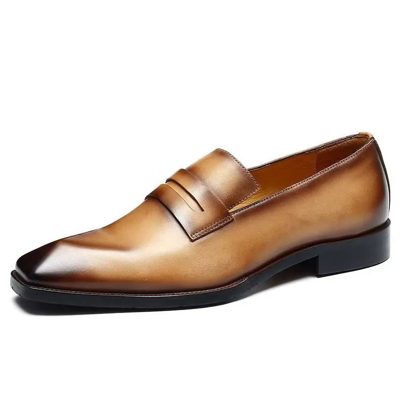 LuxeLeather Embossed Slip On Dress Shoes