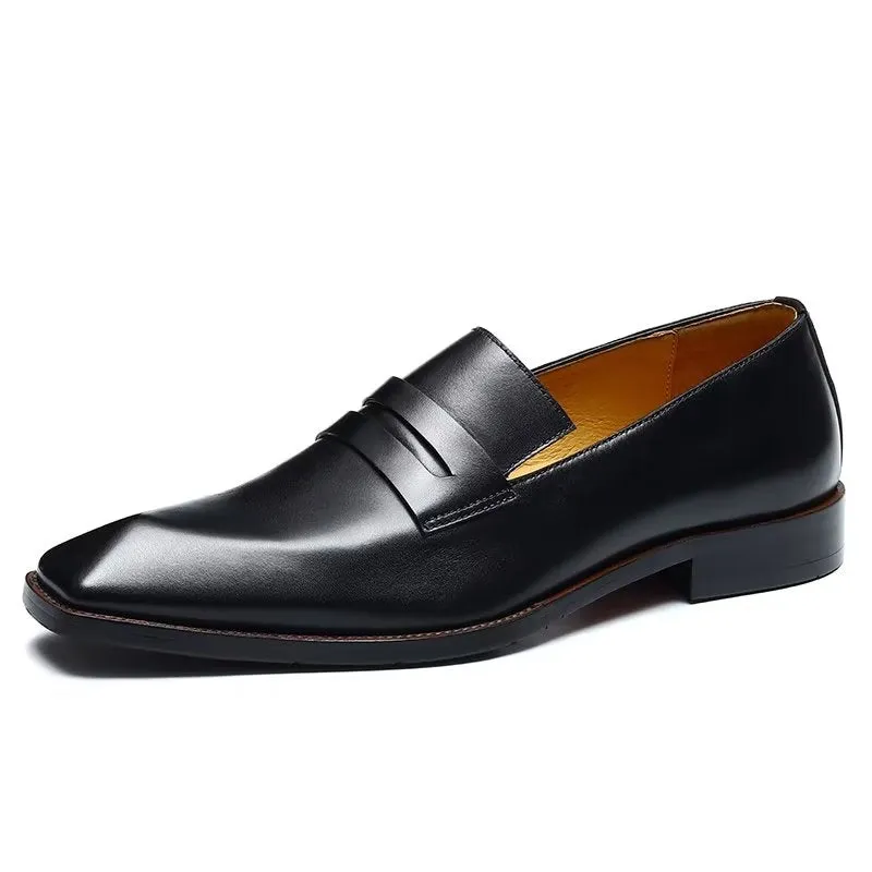 LuxeLeather Embossed Slip On Dress Shoes