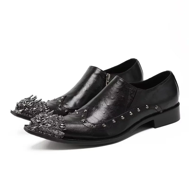 LuxeLeather Exotic-Embossed Slip-on Dress Shoes