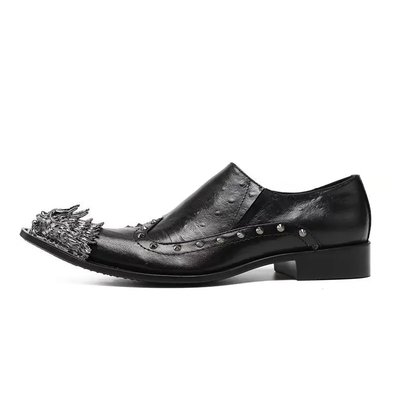 LuxeLeather Exotic-Embossed Slip-on Dress Shoes