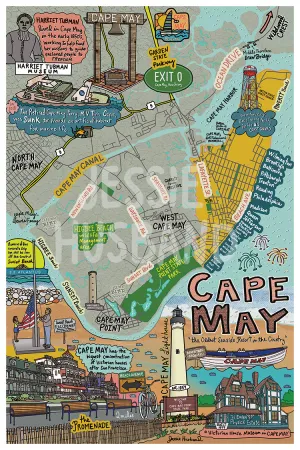 Map of Cape May, New Jersey (customization and framing options available)