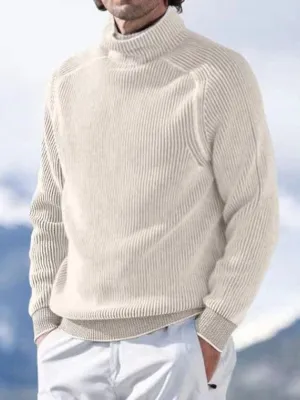 Men's High Collar Long Sleeve Knitted Sweater Top