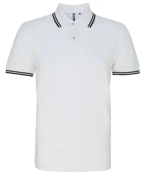 Mens Tipped Short Sleeve Polo Shirt - White/Black