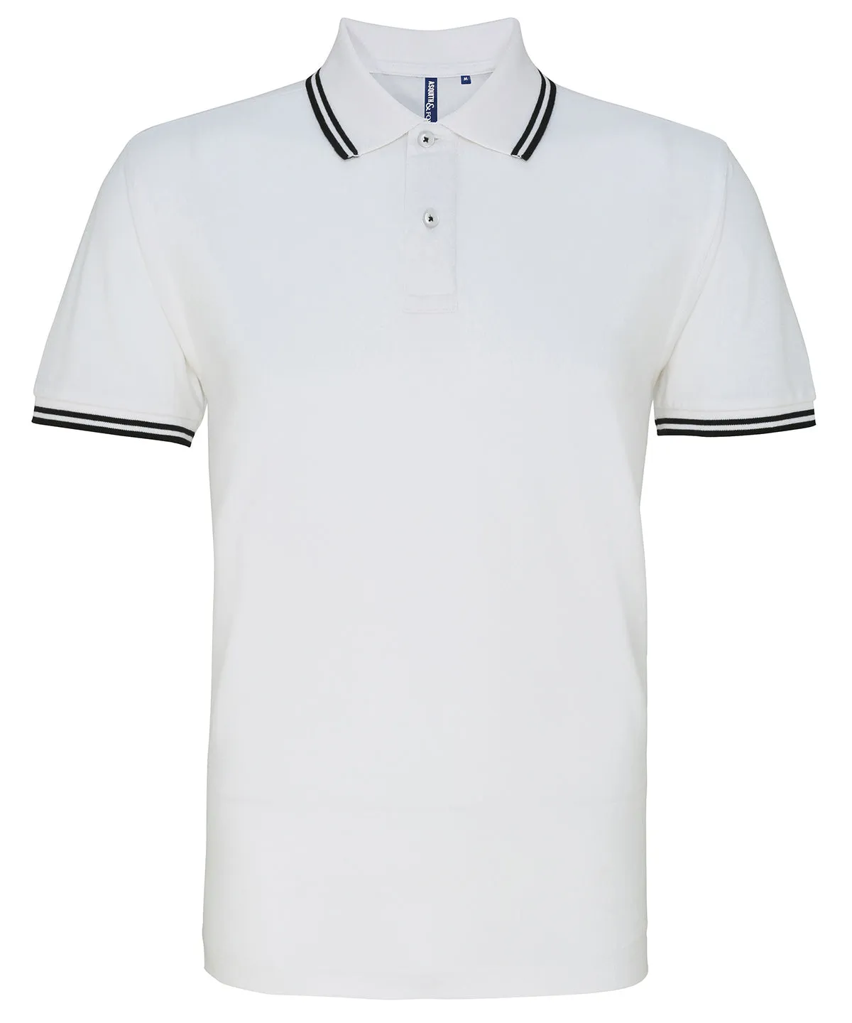 Mens Tipped Short Sleeve Polo Shirt - White/Black