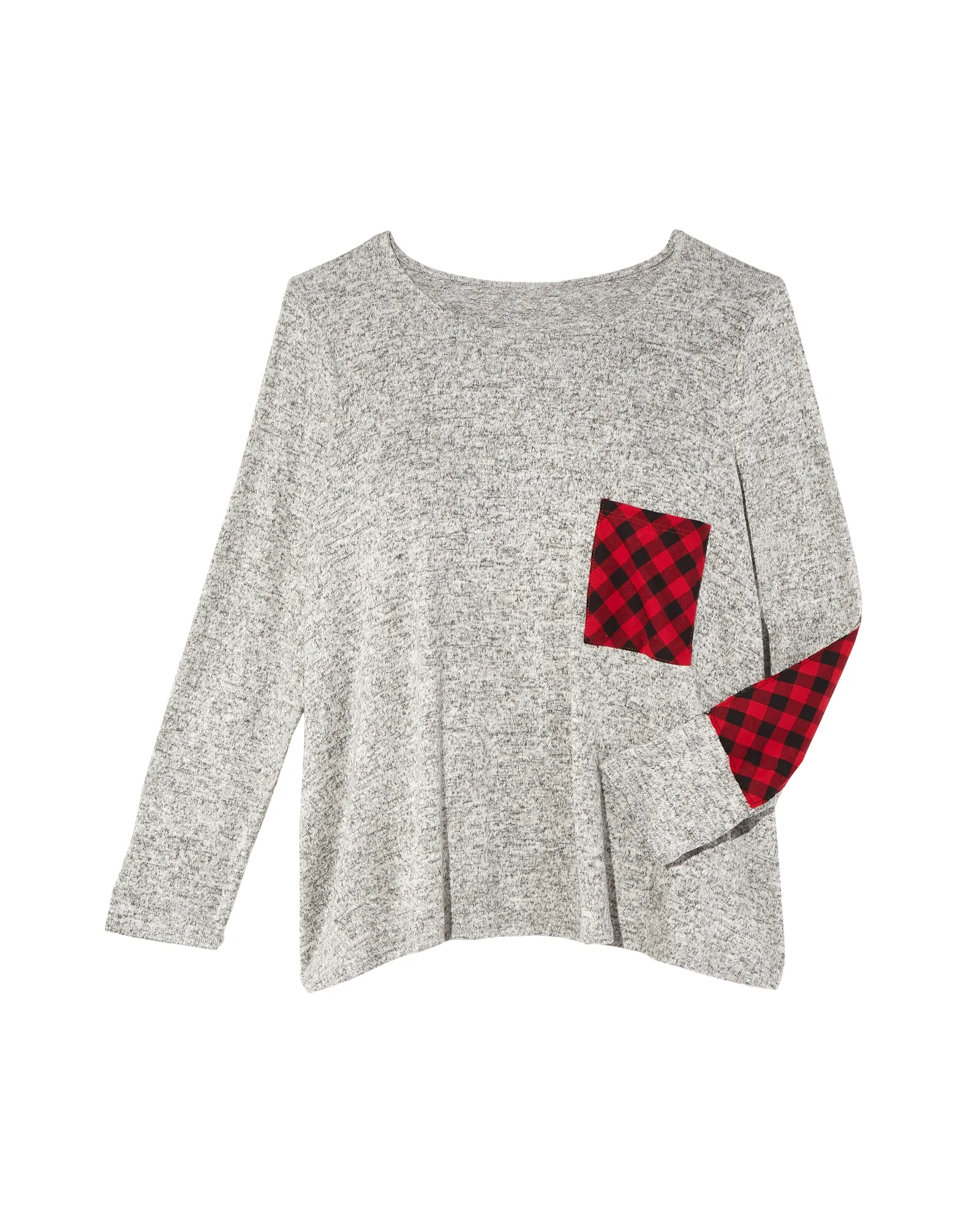 Meredith Plaid Detailed Top | Light Grey / Red