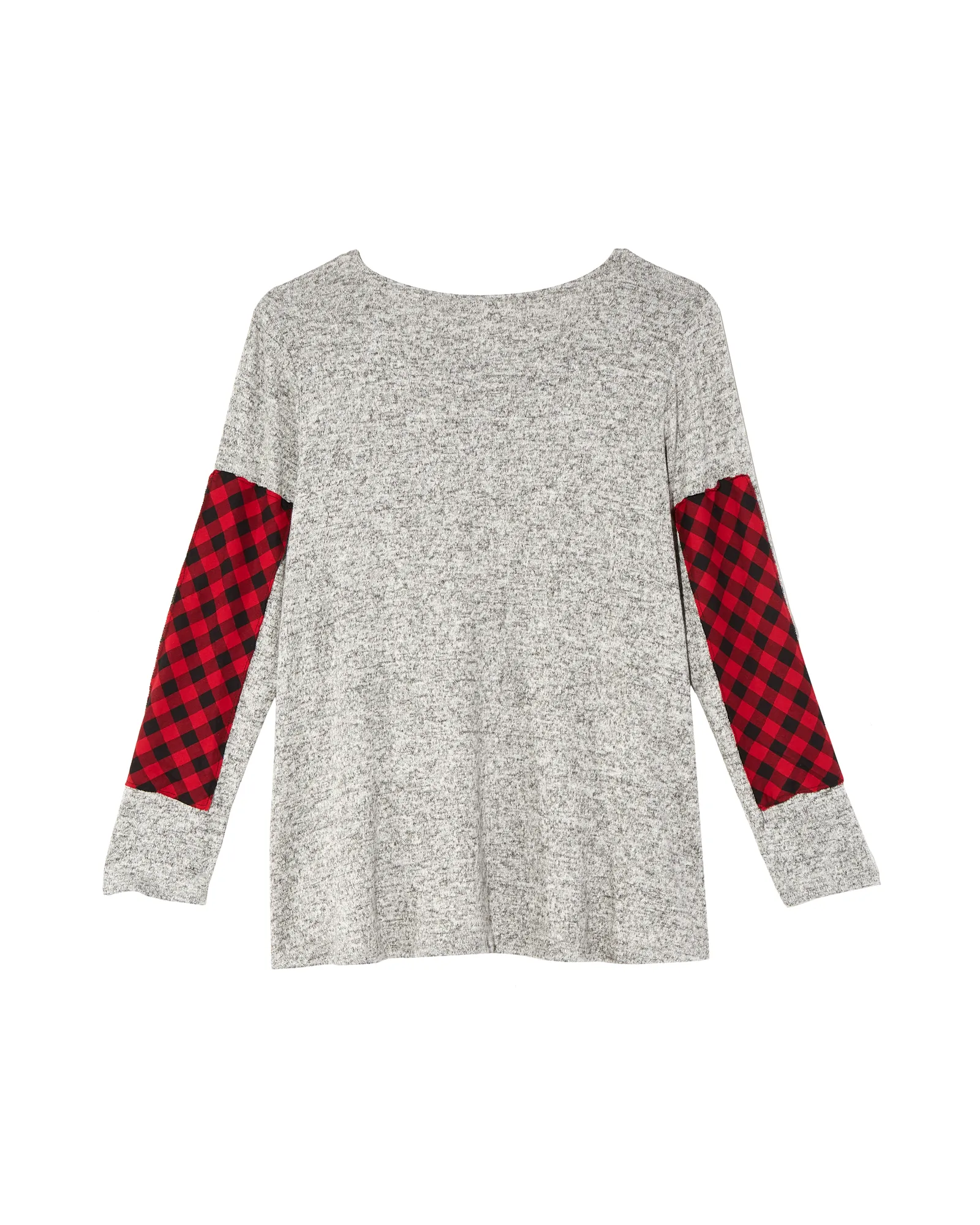 Meredith Plaid Detailed Top | Light Grey / Red