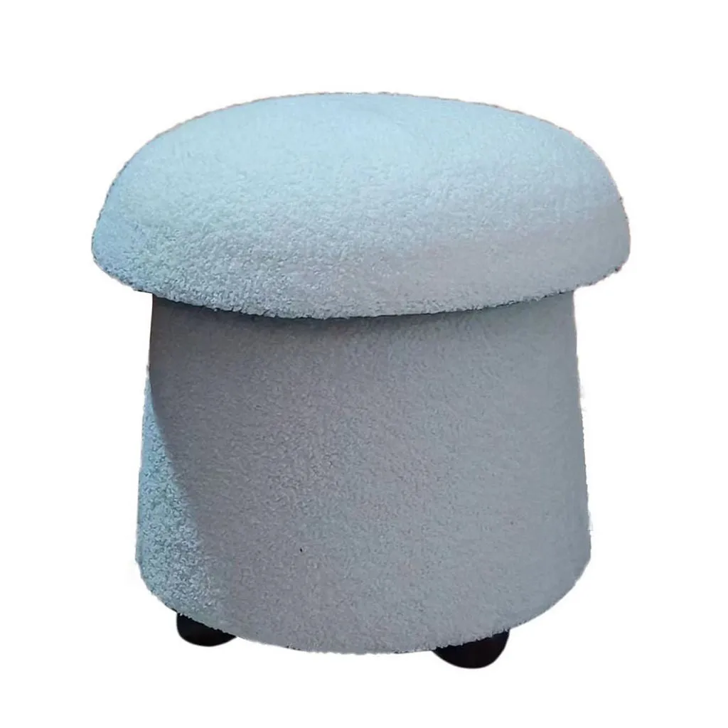 Mushroom Stool in Cream - Cozy Teddy Upholstery, Washable Cover, and Sturdy MDF Frame