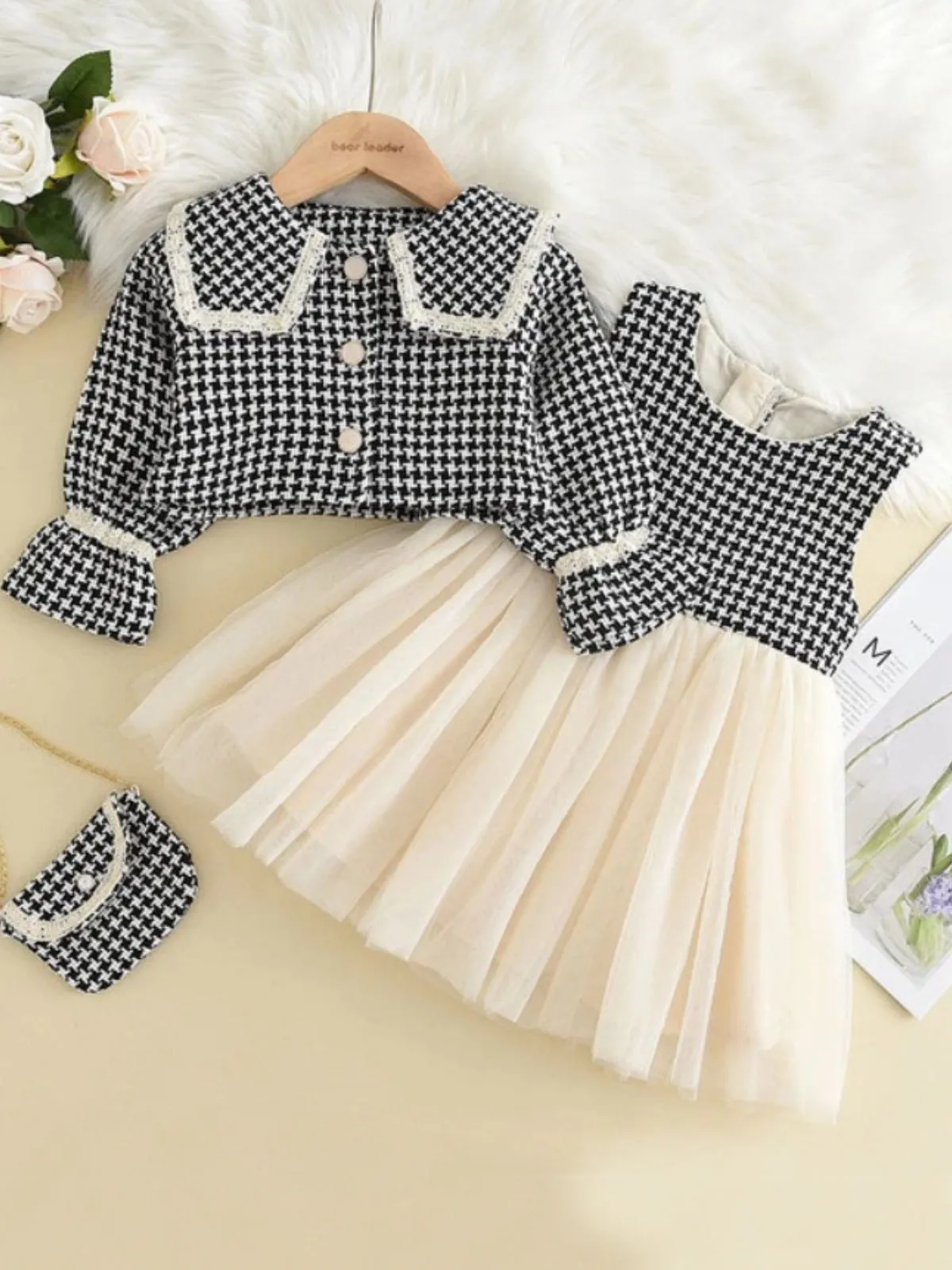 My Classy Girl Black Houndstooth Blazer and Dress Set