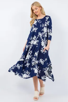 Navy Floral Dress