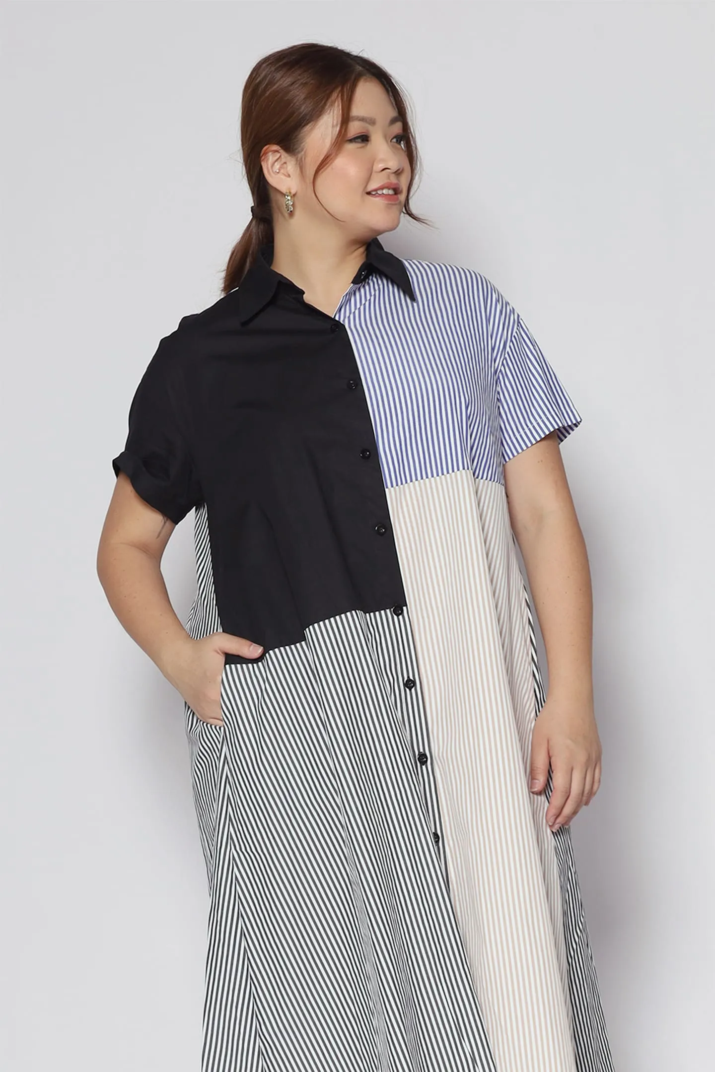 Oasis Stripes Colourblock Shirt Dress