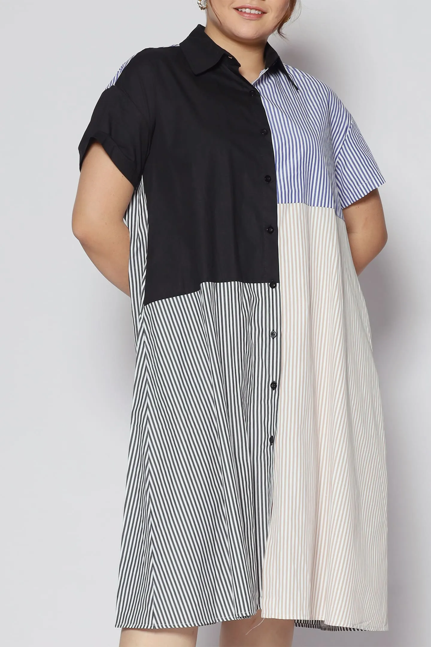 Oasis Stripes Colourblock Shirt Dress