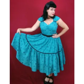 Olivia Swing Dress in Turquoise Atomic Print