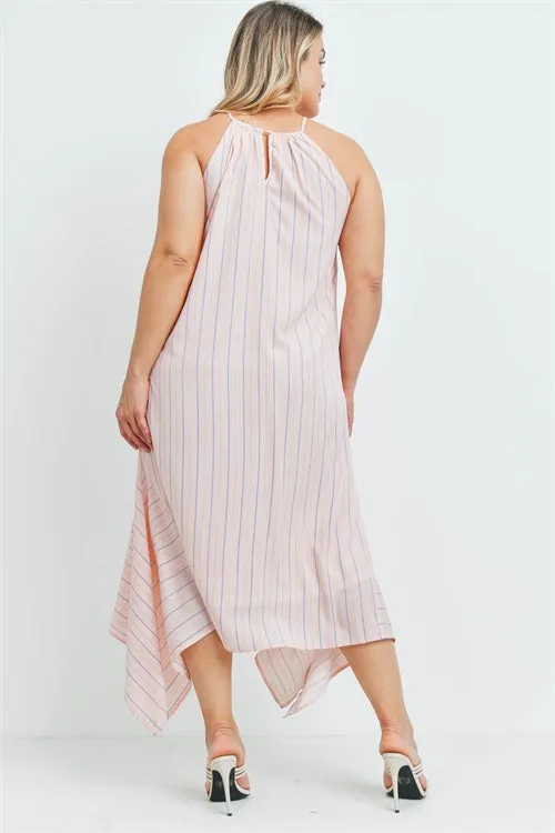 Peach Stripe Plus Size Maxi Dress