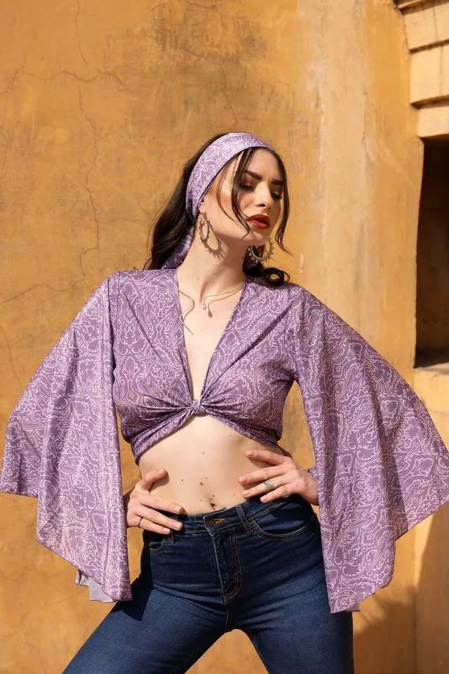 Phoenix Bell Sleeve Wrap Top - Jimmy Lilac