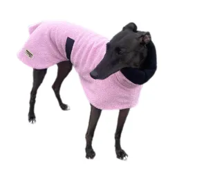 Pink blush Teddy fleece extra thick deluxe style greyhound coat with snuggly wide neck roll