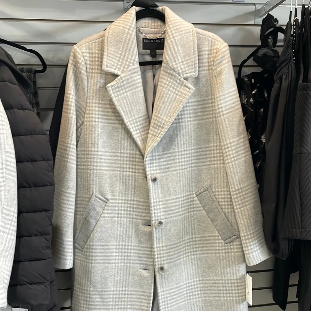 Plaid Bernardo Coat Gray