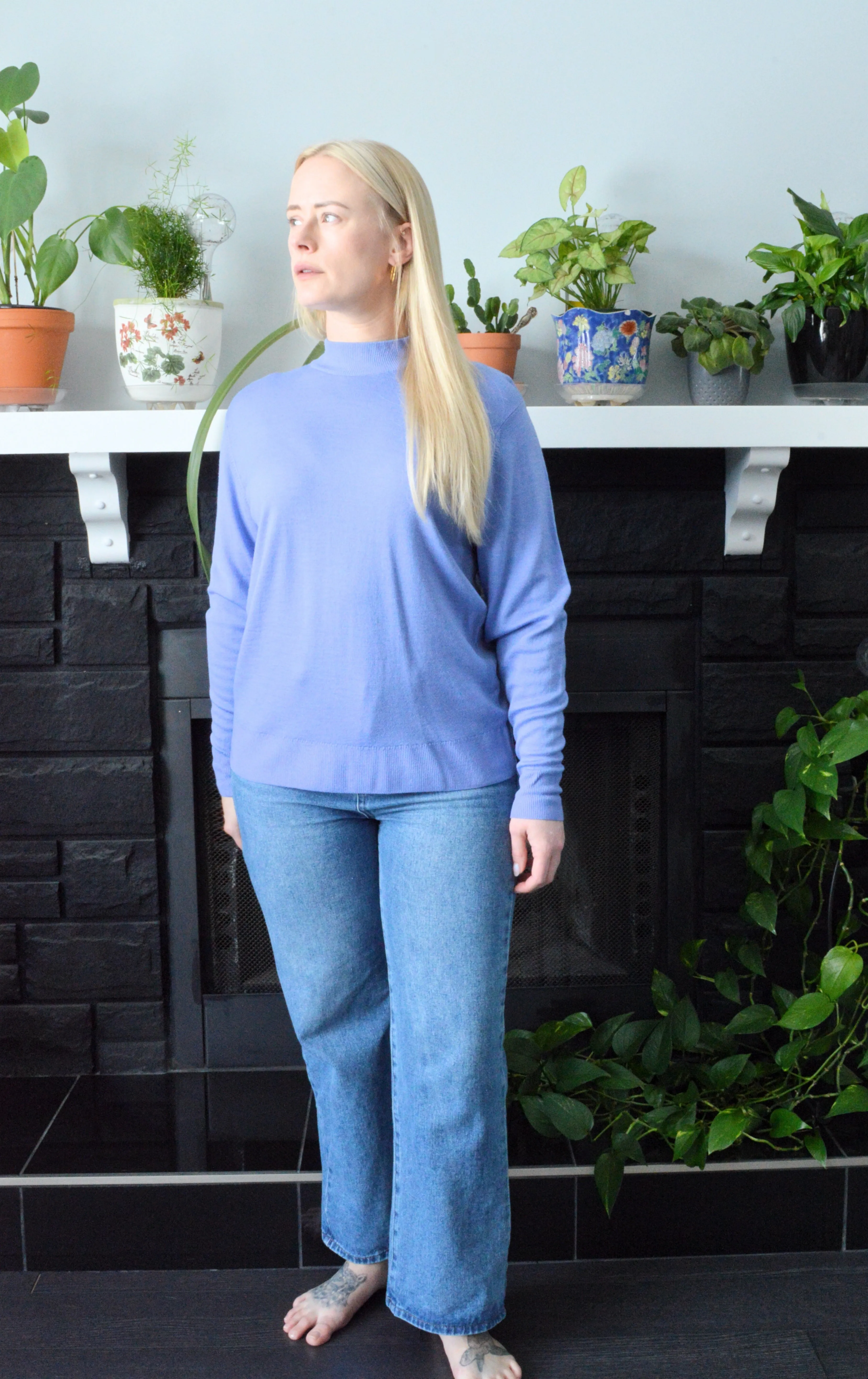 Powder Blue Lightweight Wool Turtleneck | S-M