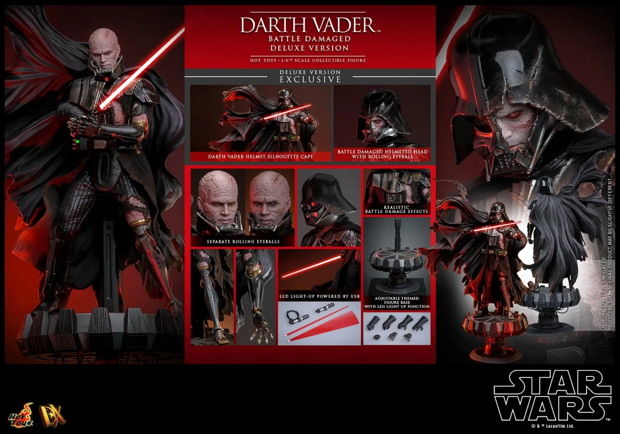 PRE-ORDER: Hot Toys Star Wars Darth Vader (Battle Damaged) (Deluxe Version) Sixth Scale Figure