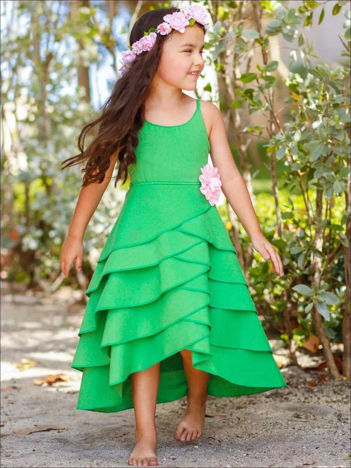 Pretty Petal Evergreen Tiered Dress