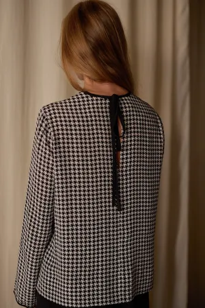 Qipao Blouse | Crepe de Chine Houndstooth