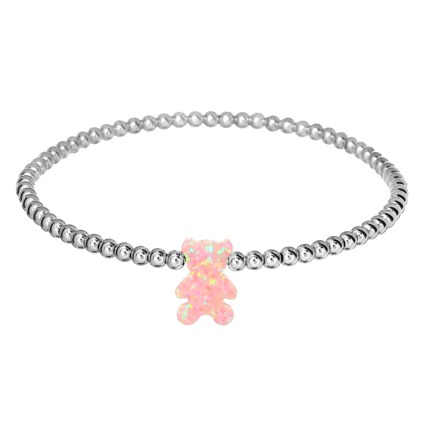 "TEDDY BEAR" Opal Charm with Tarnish-Free Ball Beads