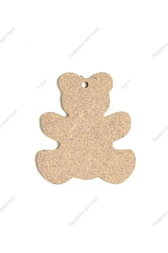 R&H MDF Keychain Teddy Shape, for Crafts, DIY Projects, Keychains, Decorations, & Acrylic and Oil Painting, Resin Pouring, dot Mandala, & Other Activities etc. (100)