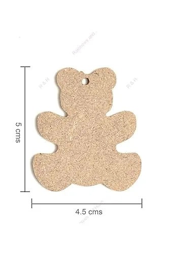 R&H MDF Keychain Teddy Shape, for Crafts, DIY Projects, Keychains, Decorations, & Acrylic and Oil Painting, Resin Pouring, dot Mandala, & Other Activities etc. (100)