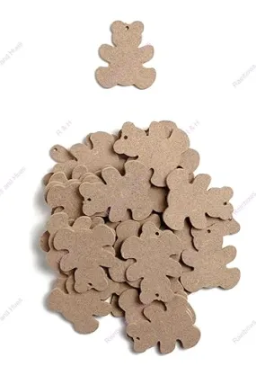 R&H MDF Keychain Teddy Shape, for Crafts, DIY Projects, Keychains, Decorations, & Acrylic and Oil Painting, Resin Pouring, dot Mandala, & Other Activities etc. (100)