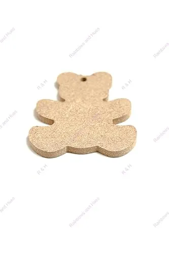 R&H MDF Keychain Teddy Shape, for Crafts, DIY Projects, Keychains, Decorations, & Acrylic and Oil Painting, Resin Pouring, dot Mandala, & Other Activities etc. (100)