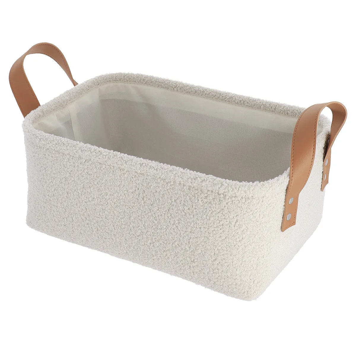 Rectangular Teddy Flush Baskets - Cream - Set Of 3 - Various Sizes