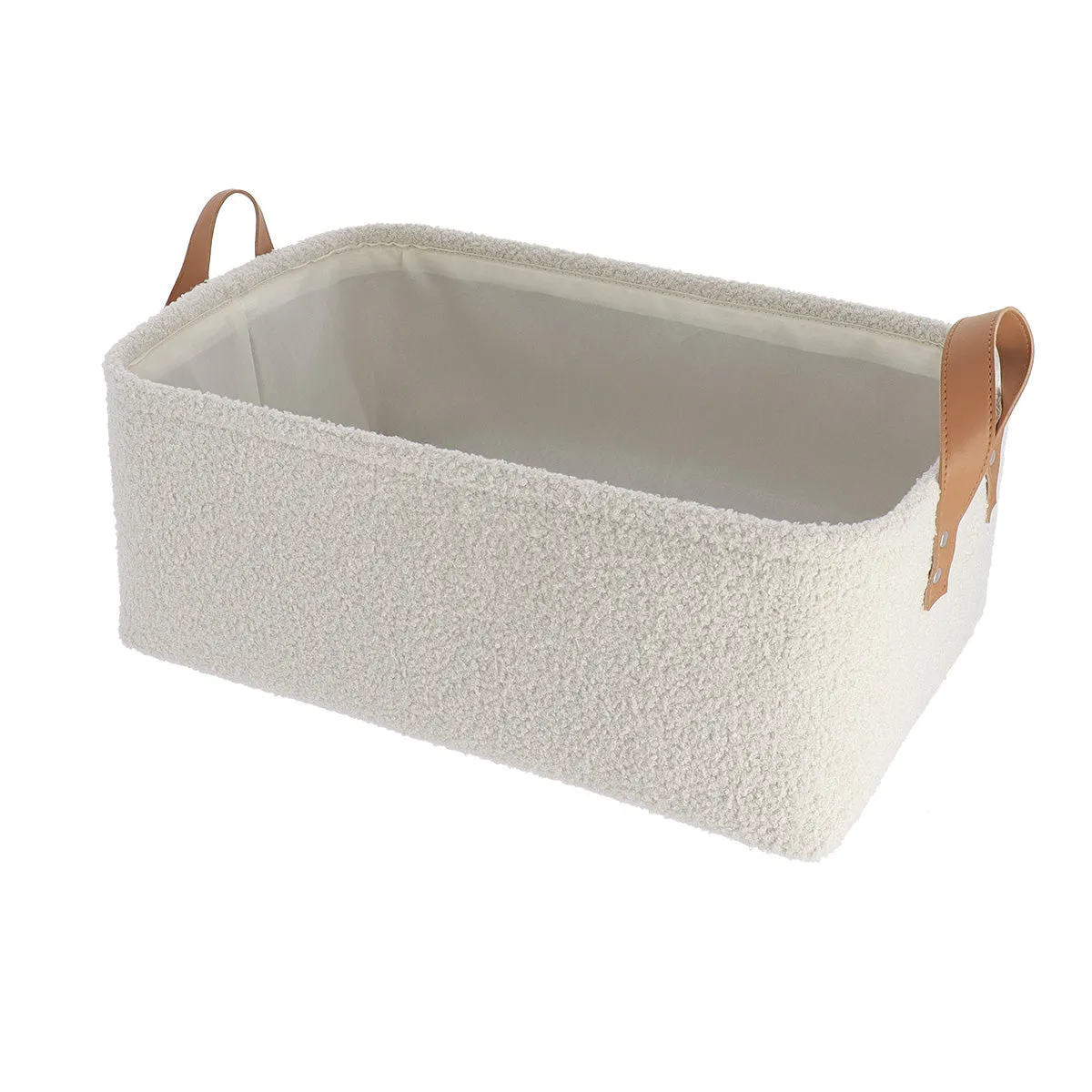 Rectangular Teddy Flush Baskets - Cream - Set Of 3 - Various Sizes