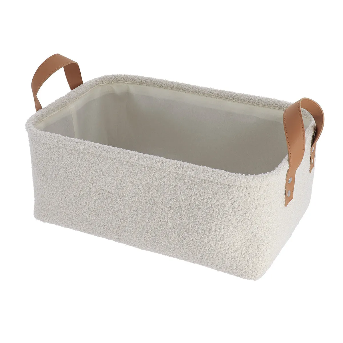 Rectangular Teddy Flush Baskets - Cream - Set Of 3 - Various Sizes