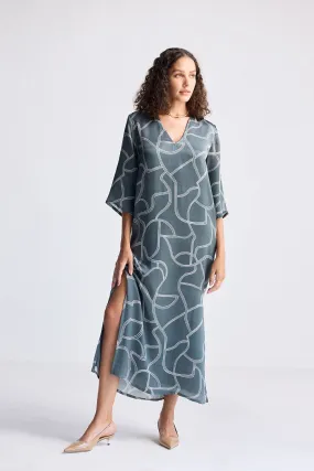 Reistor Maxi Dress with Side Slits in Abstract Stripes | NEW COLLECTION