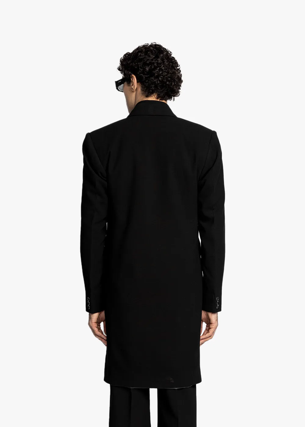 RICHES DOUBLE BREASTED OVERCOAT - BLACK