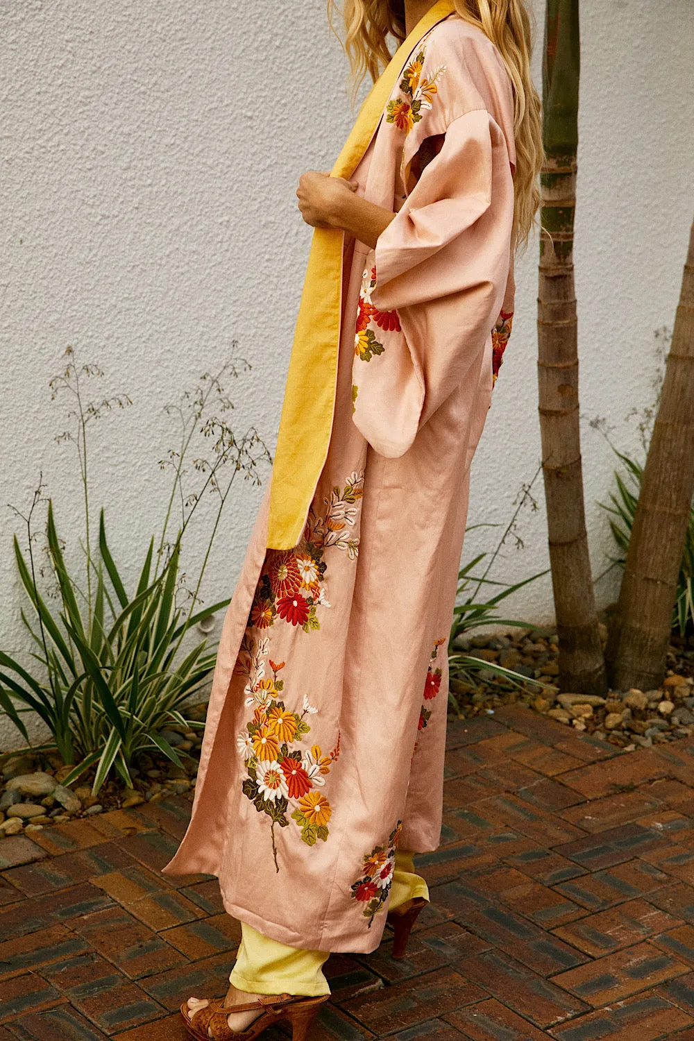 Roll With The Changes Silk Satin Embroidered Kimono