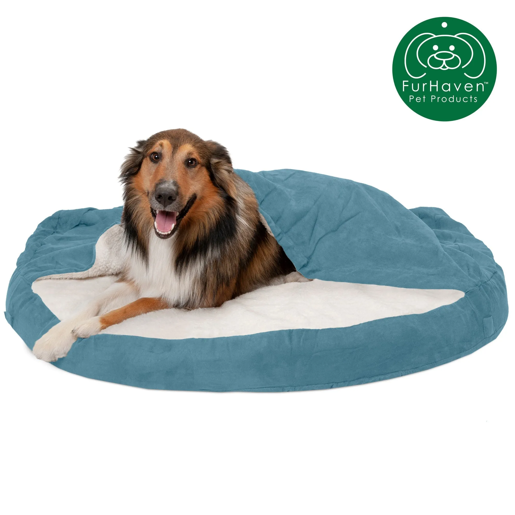 Round Faux Sheepskin Snuggery Pet Bed