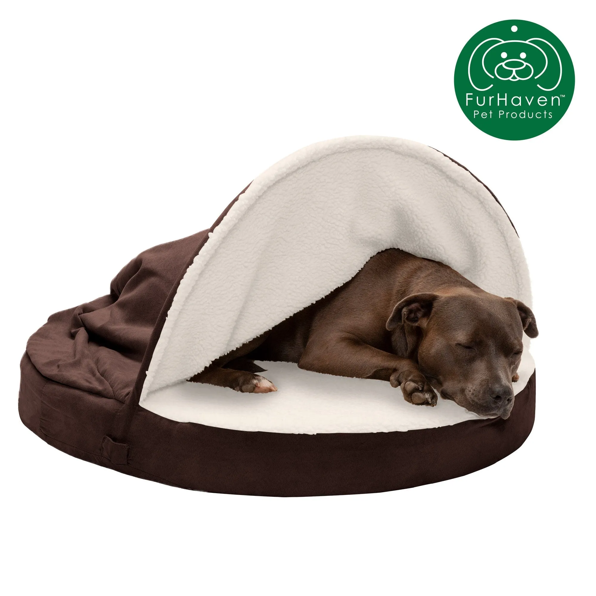 Round Faux Sheepskin Snuggery Pet Bed