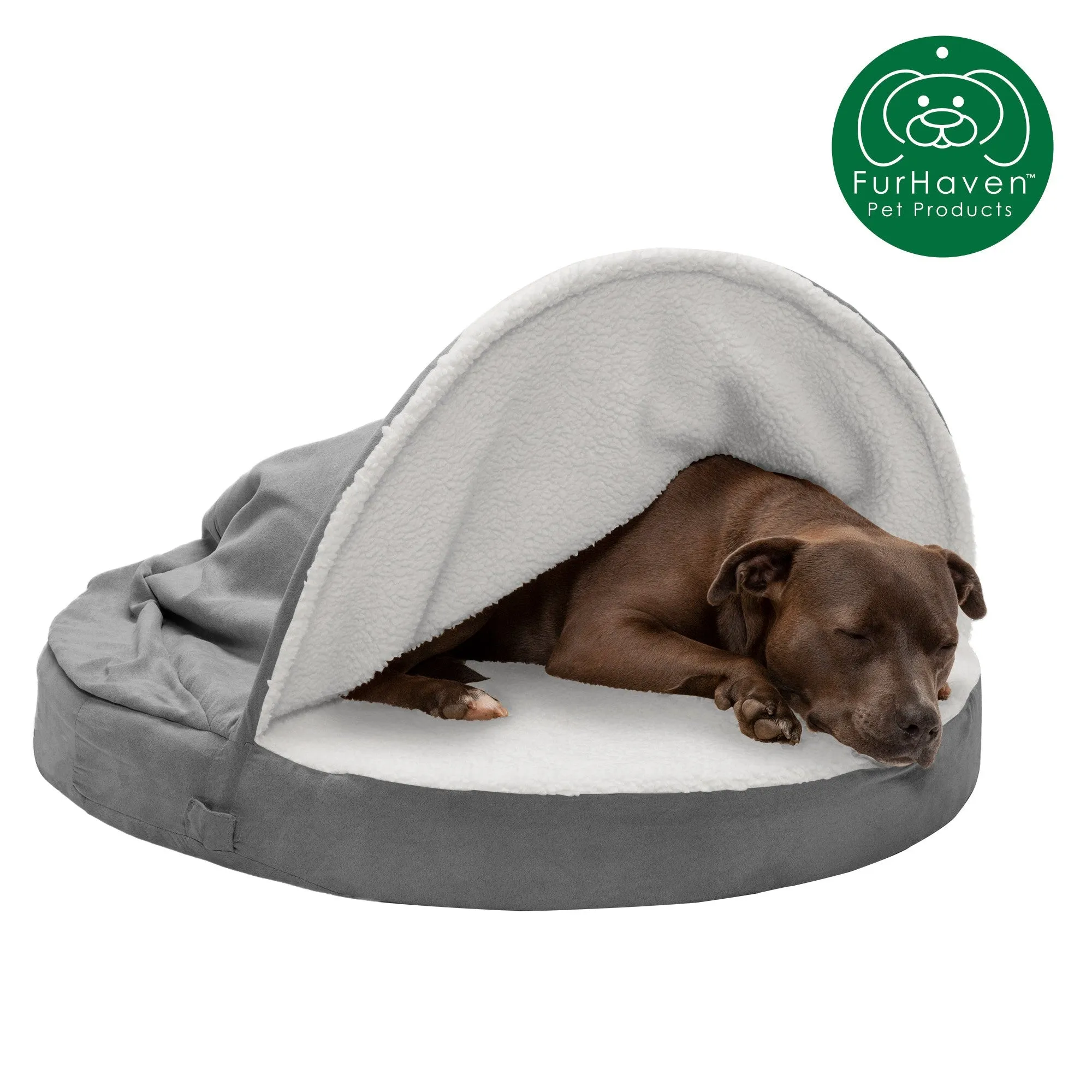 Round Faux Sheepskin Snuggery Pet Bed