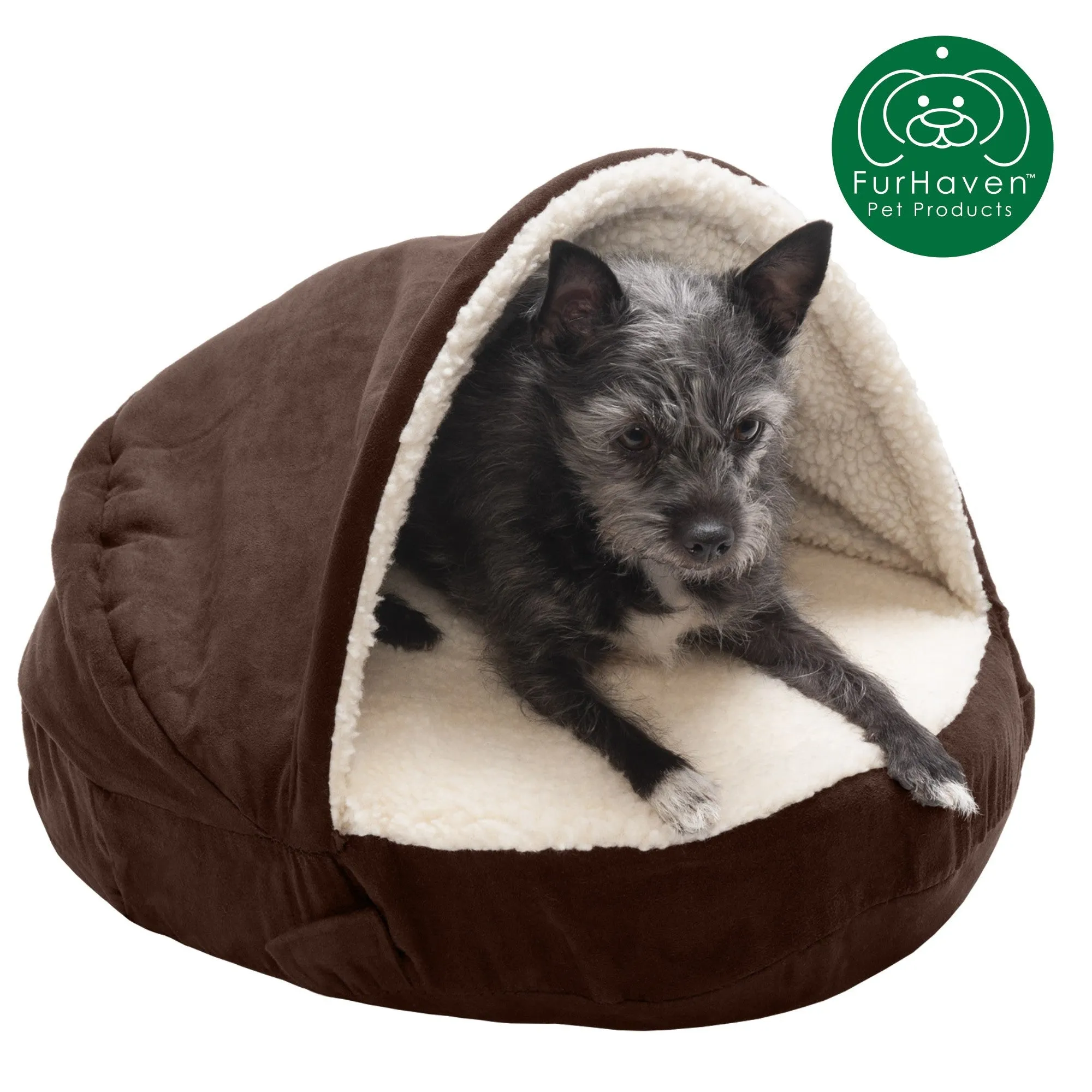 Round Faux Sheepskin Snuggery Pet Bed