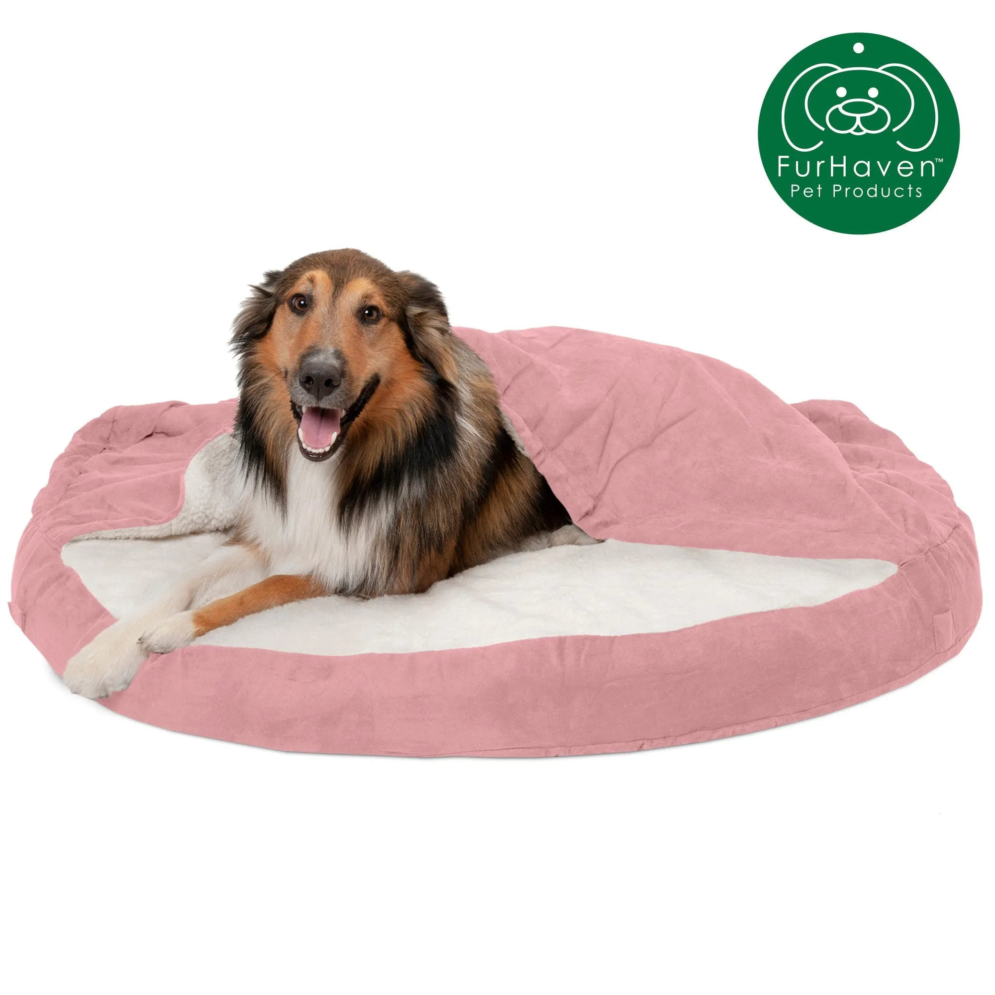 Round Faux Sheepskin Snuggery Pet Bed