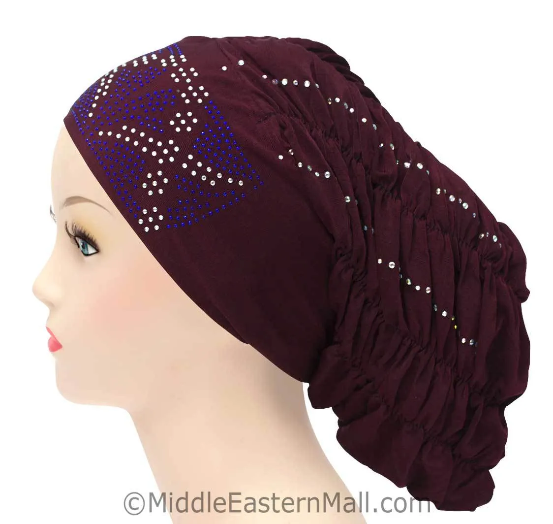 Royal Snood Ruched Hijab Caps Any stone design