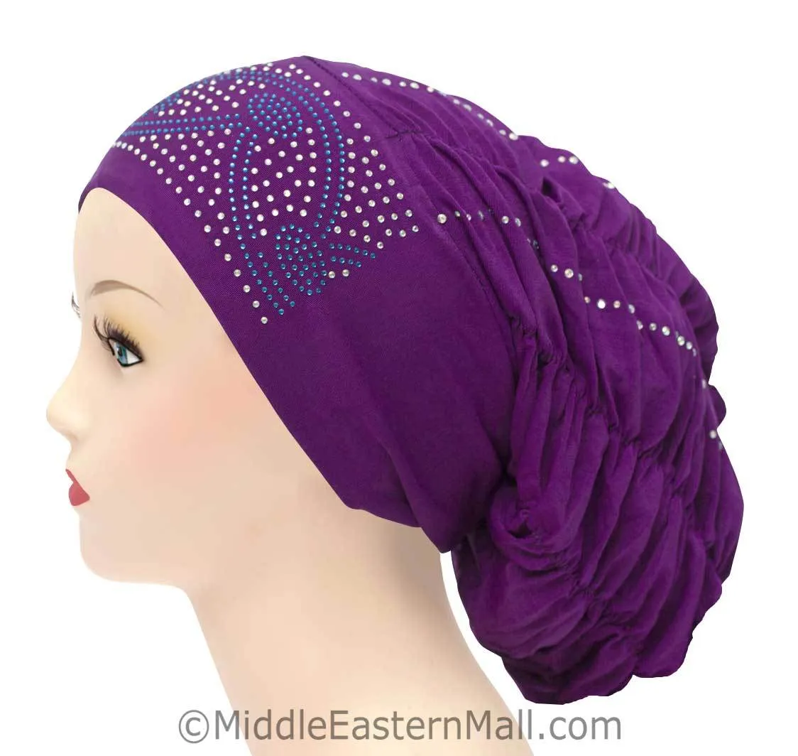 Royal Snood Ruched Hijab Caps Any stone design