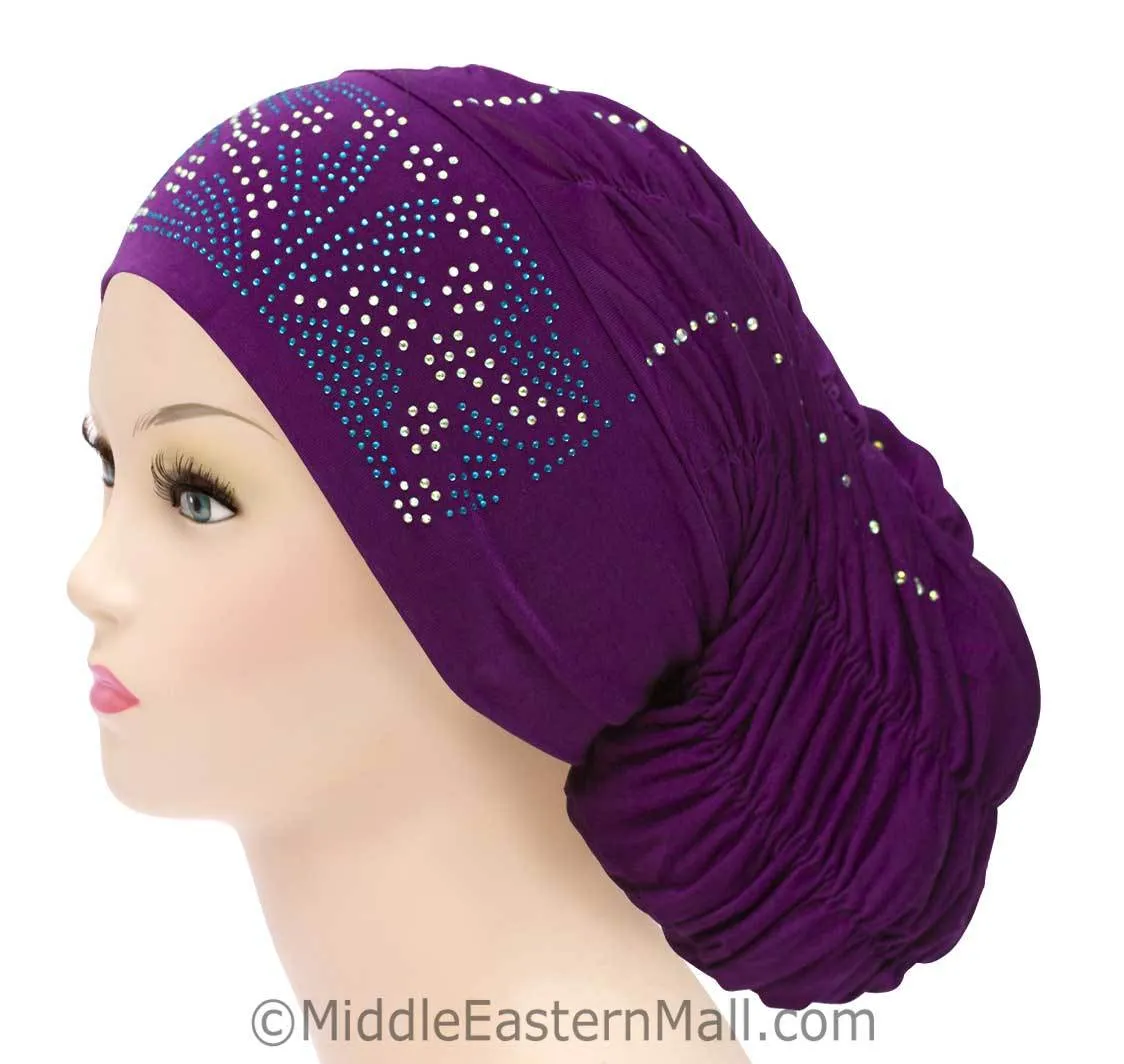 Royal Snood Ruched Hijab Caps Any stone design